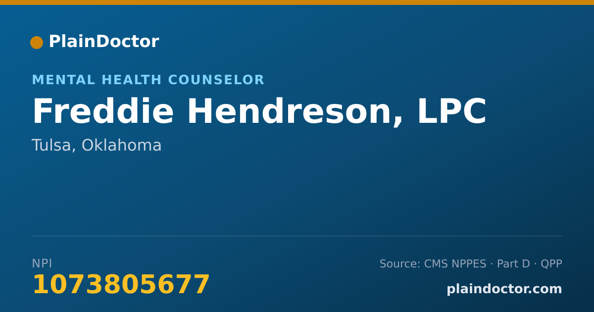 Shareable card for Freddie Hendreson, LPC - Mental Health Counselor, Tulsa, OK