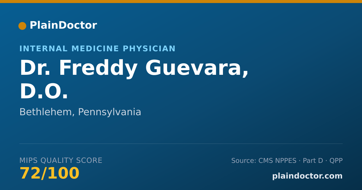 Shareable card for Freddy Guevara, D.O. - Internal Medicine Physician, Bethlehem, PA