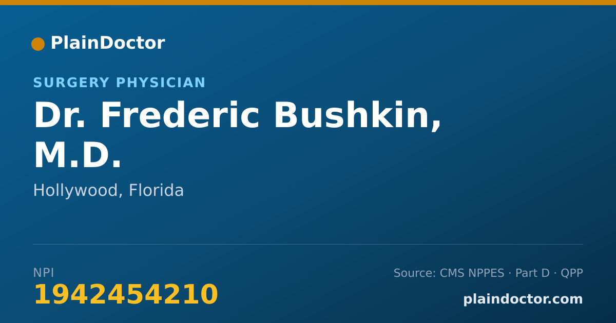 Shareable card for Frederic Bushkin, M.D. - Surgery Physician, Hollywood, FL