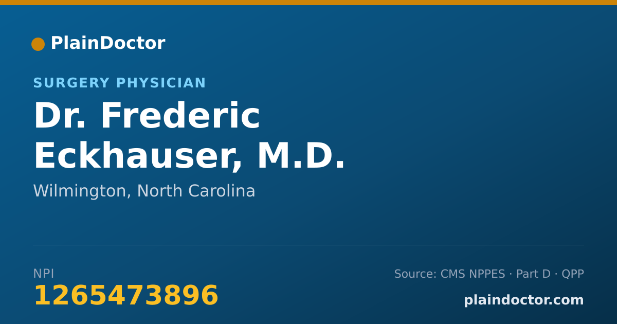 Shareable card for Frederic Eckhauser, M.D. - Surgery Physician, Wilmington, NC