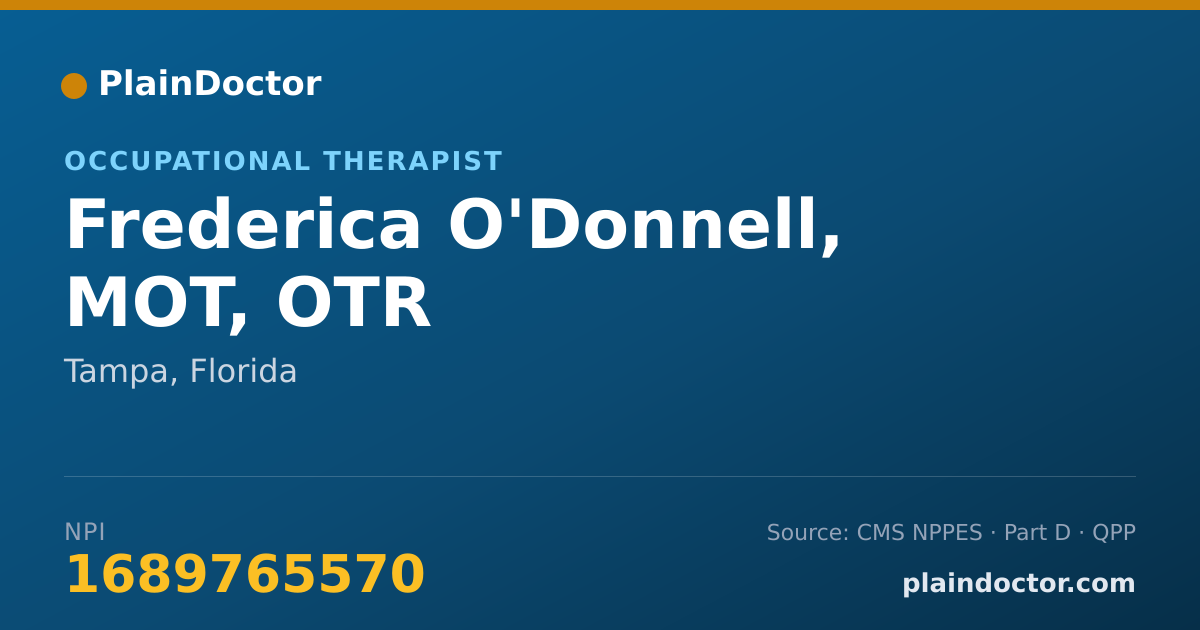 Shareable card for Frederica O'Donnell, MOT, OTR - Occupational Therapist, Tampa, FL