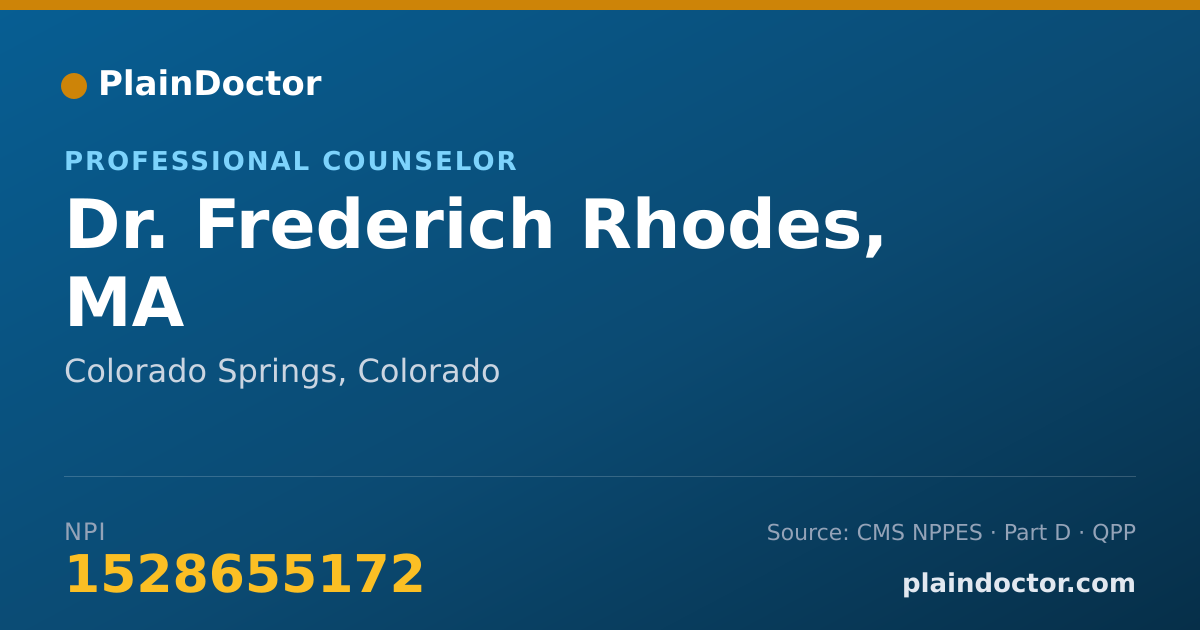 Shareable card for Frederich Rhodes, MA - Professional Counselor, Colorado Springs, CO