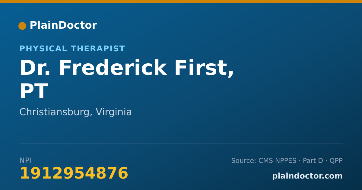Shareable card for Frederick First, PT - Physical Therapist, Christiansburg, VA