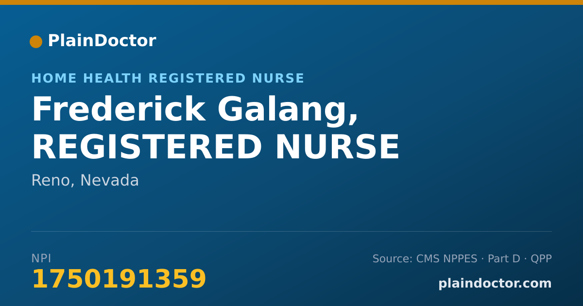 Shareable card for Frederick Galang, REGISTERED NURSE - Home Health Registered Nurse, Reno, NV