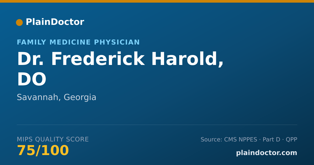 Shareable card for Frederick Harold, DO - Family Medicine Physician, Savannah, GA