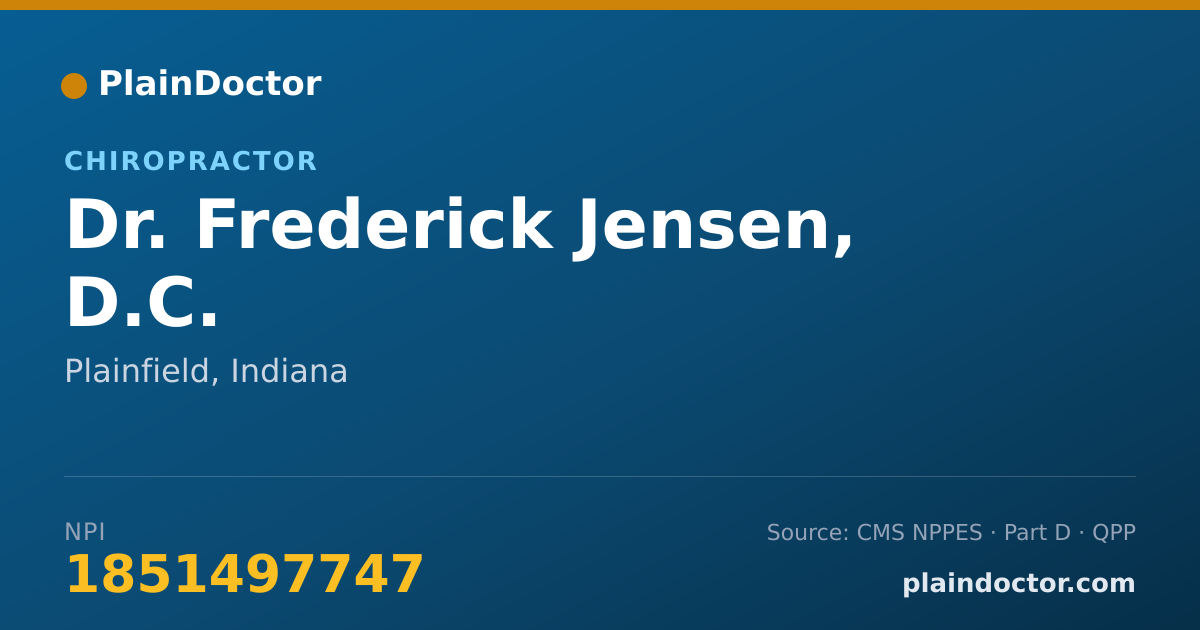 Shareable card for Frederick Jensen, D.C. - Chiropractor, Plainfield, IN