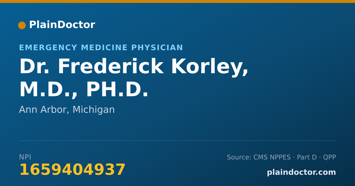 Shareable card for Frederick Korley, M.D., PH.D. - Emergency Medicine Physician, Ann Arbor, MI