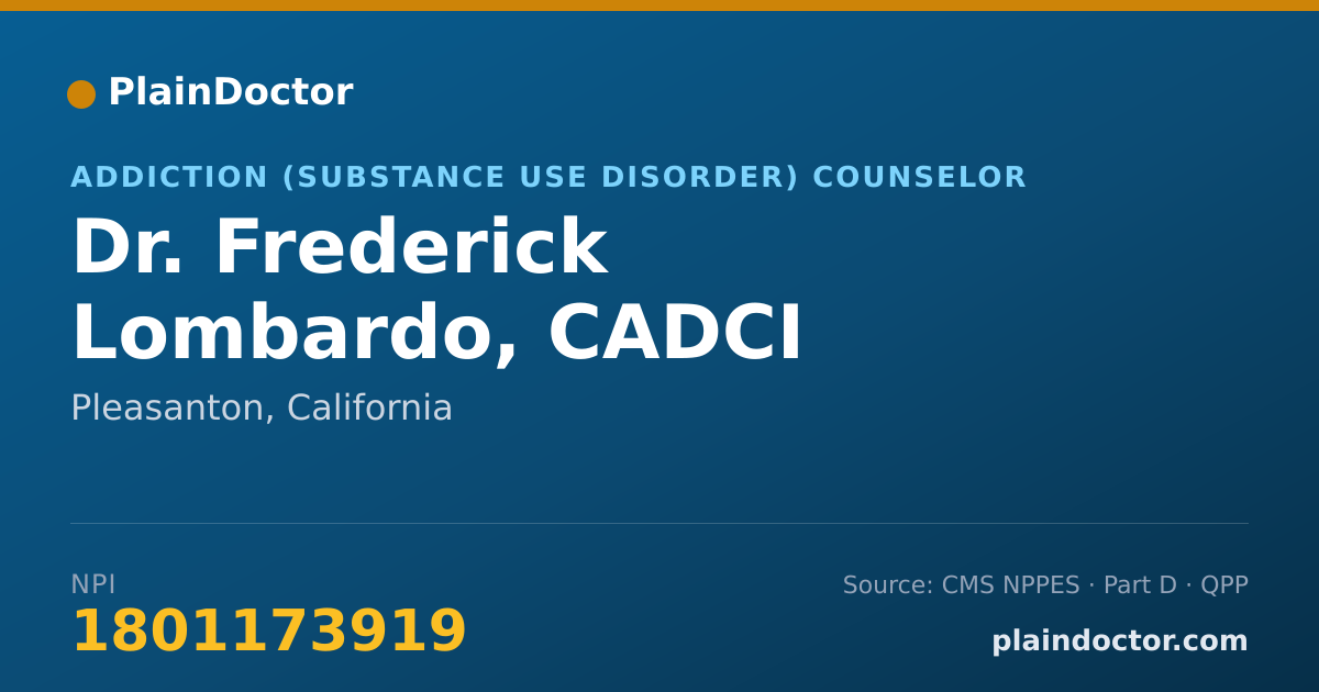 Shareable card for Frederick Lombardo, CADCI - Addiction (Substance Use Disorder) Counselor, Pleasanton, CA