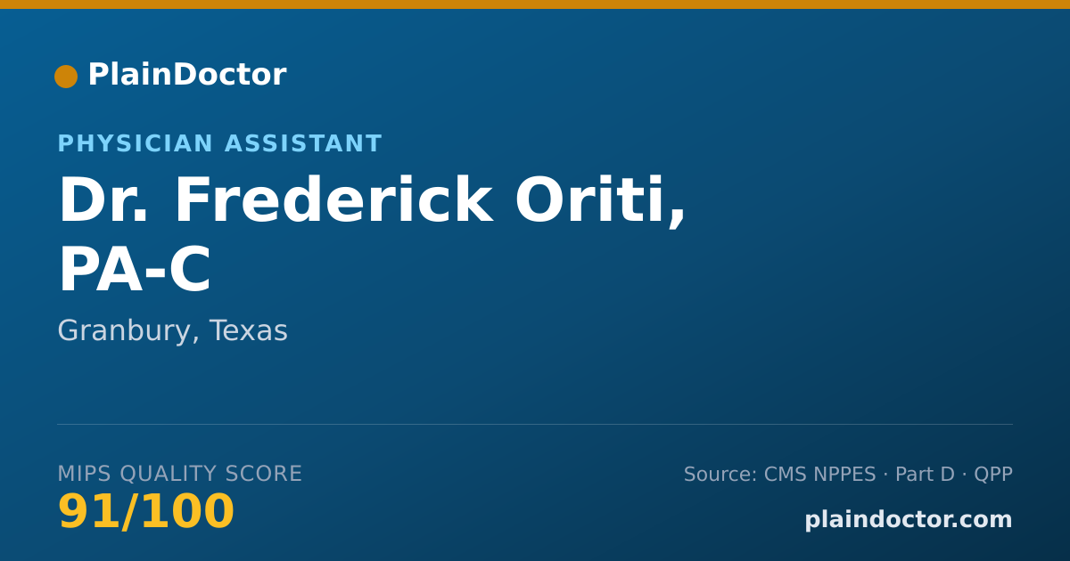 Shareable card for Frederick Oriti, PA-C - Physician Assistant, Granbury, TX