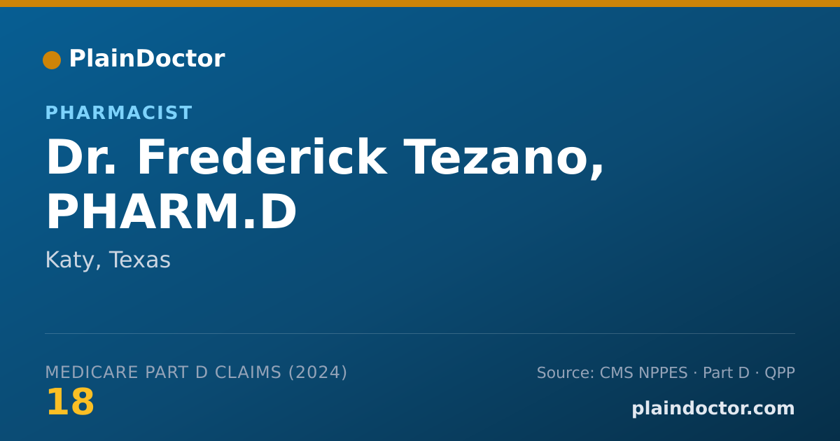 Shareable card for Frederick Tezano, PHARM.D - Pharmacist, Katy, TX