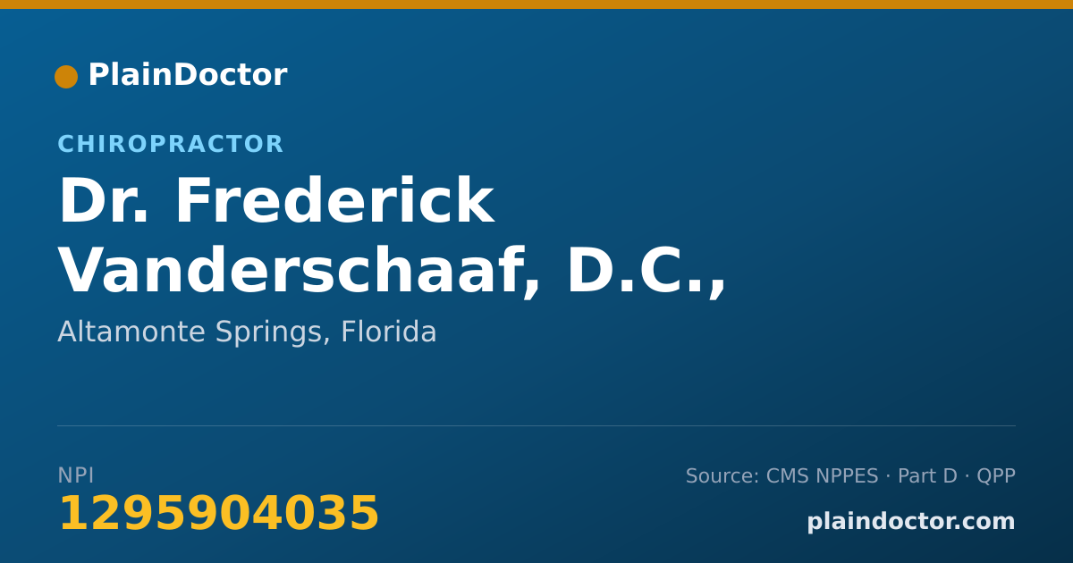 Shareable card for Frederick Vanderschaaf, D.C., DABCO, FIAMA - Chiropractor, Altamonte Springs, FL