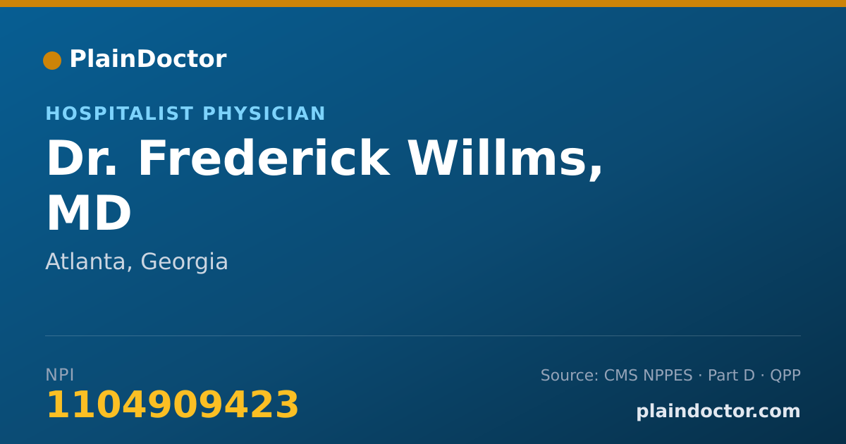 Shareable card for Frederick Willms, MD - Hospitalist Physician, Atlanta, GA