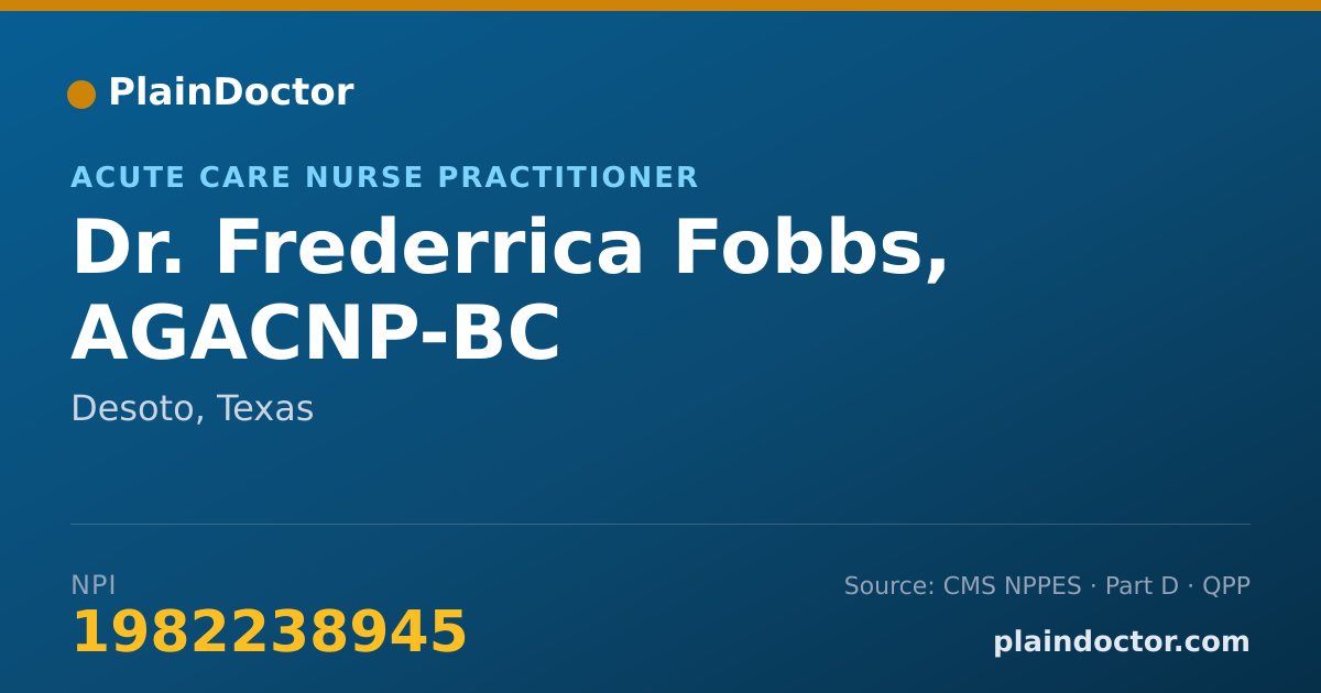 Shareable card for Frederrica Fobbs, AGACNP-BC - Acute Care Nurse Practitioner, Desoto, TX