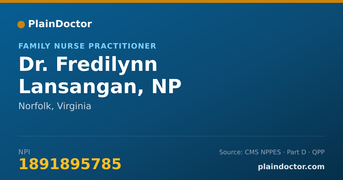 Shareable card for Fredilynn Lansangan, NP - Family Nurse Practitioner, Norfolk, VA