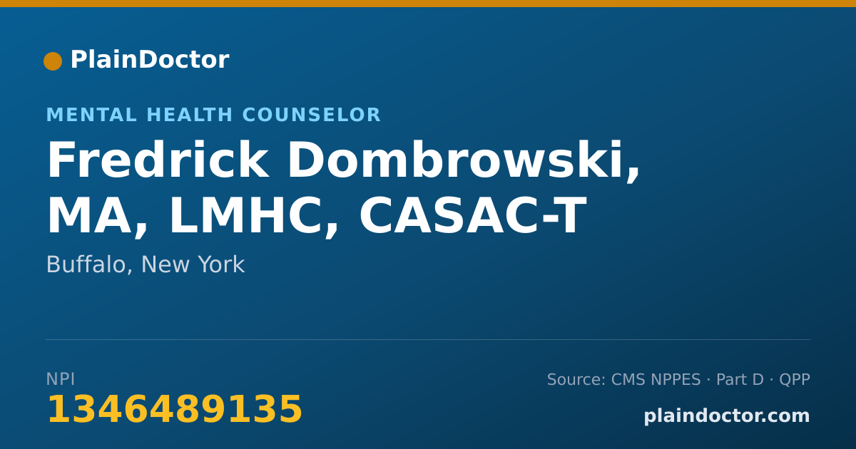 Shareable card for Fredrick Dombrowski, MA, LMHC, CASAC-T - Mental Health Counselor, Buffalo, NY