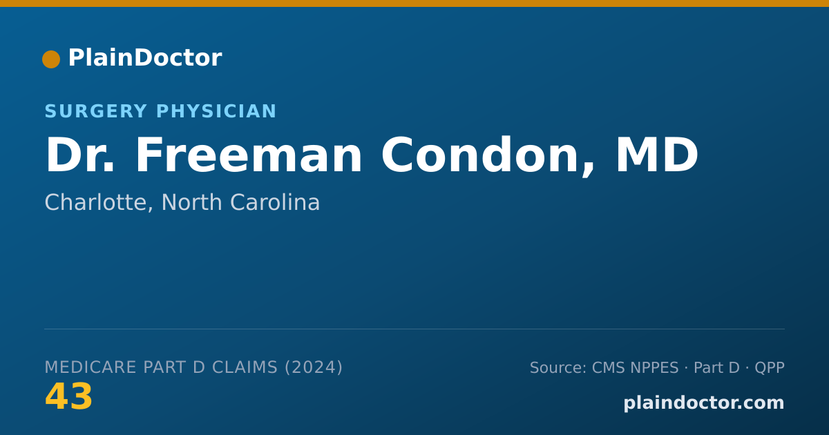 Shareable card for Freeman Condon, MD - Surgery Physician, Charlotte, NC