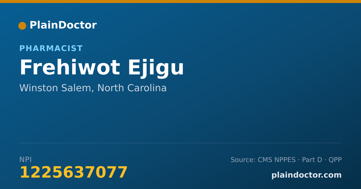 Shareable card for Frehiwot Ejigu - Pharmacist, Winston Salem, NC