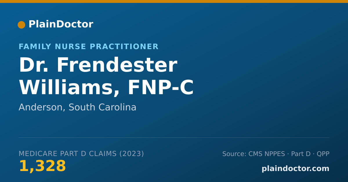 Shareable card for Frendester Williams, FNP-C - Family Nurse Practitioner, Anderson, SC