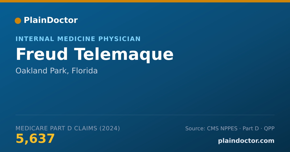 Shareable card for Freud Telemaque - Internal Medicine Physician, Oakland Park, FL