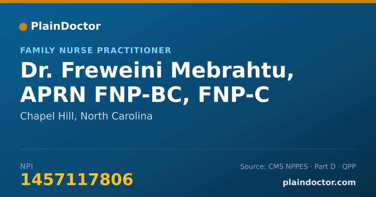 Shareable card for Freweini Mebrahtu, APRN FNP-BC, FNP-C - Family Nurse Practitioner, Chapel Hill, NC
