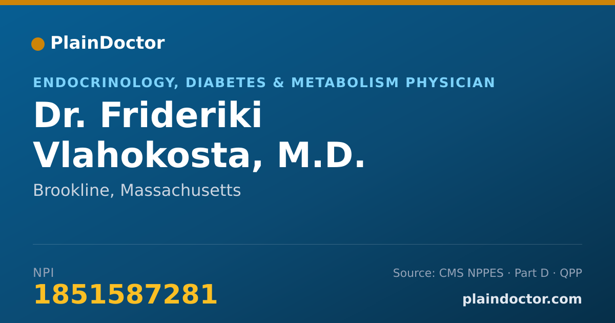 Shareable card for Frideriki Vlahokosta, M.D. - Endocrinology, Diabetes & Metabolism Physician, Brookline, MA