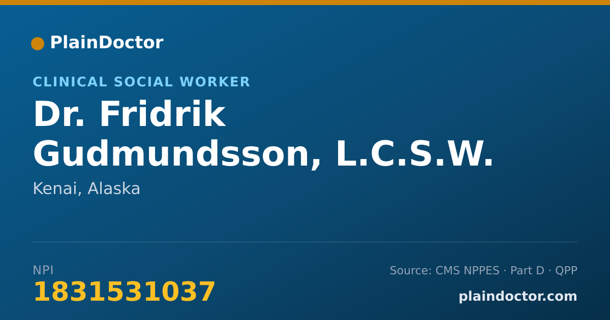 Shareable card for Fridrik Gudmundsson, L.C.S.W. - Clinical Social Worker, Kenai, AK