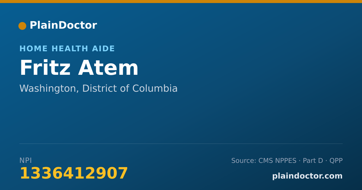 Shareable card for Fritz Atem - Home Health Aide, Washington, DC