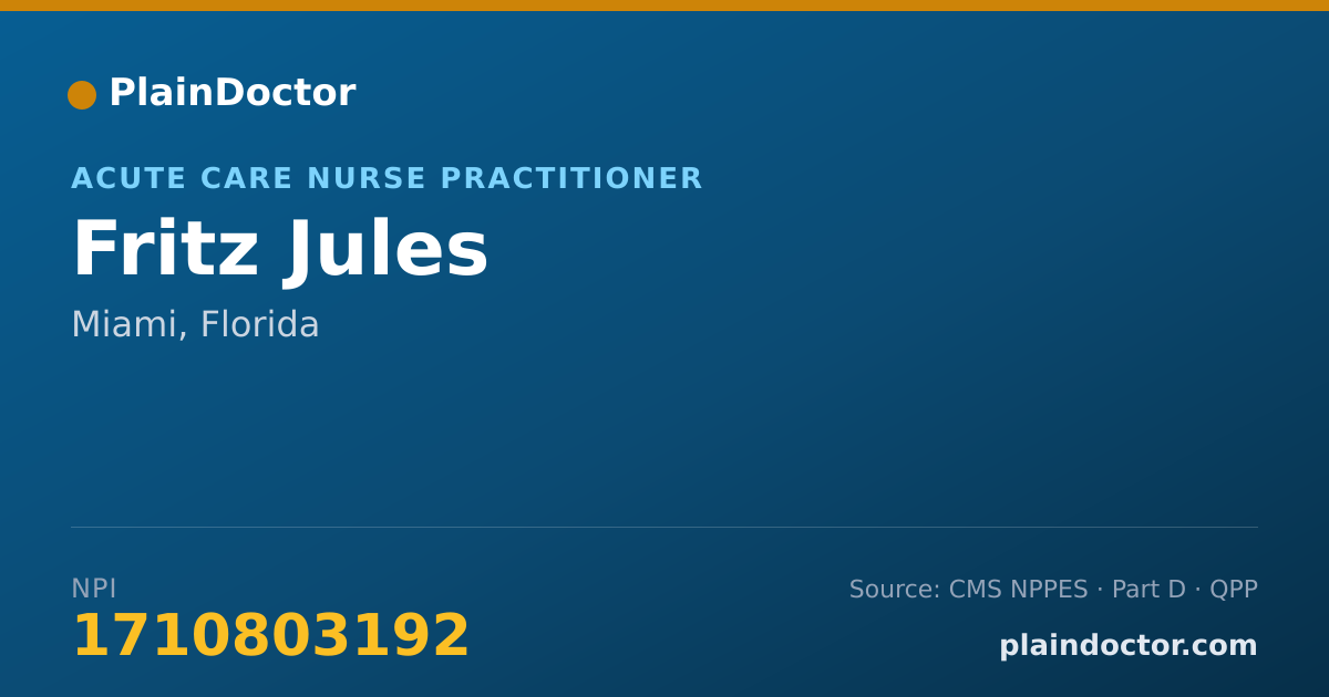 Shareable card for Fritz Jules - Nurse Practitioner, Miami, FL