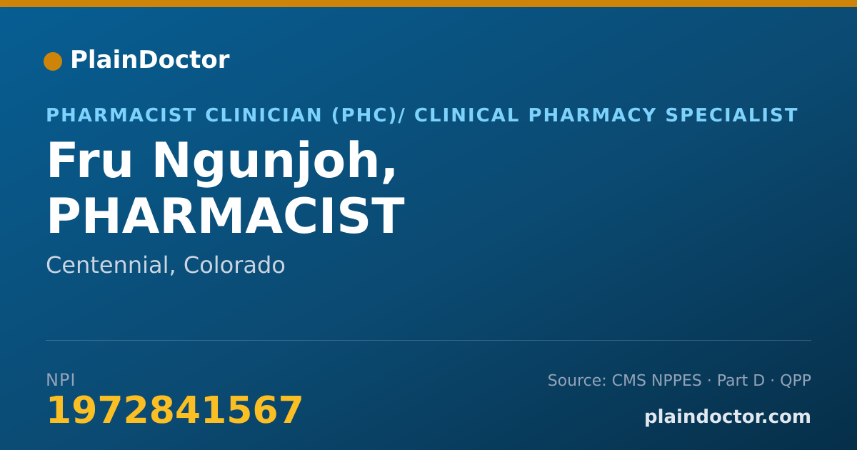 Shareable card for Fru Ngunjoh, PHARMACIST - Pharmacist Clinician (PhC)/ Clinical Pharmacy Specialist, Centennial, CO
