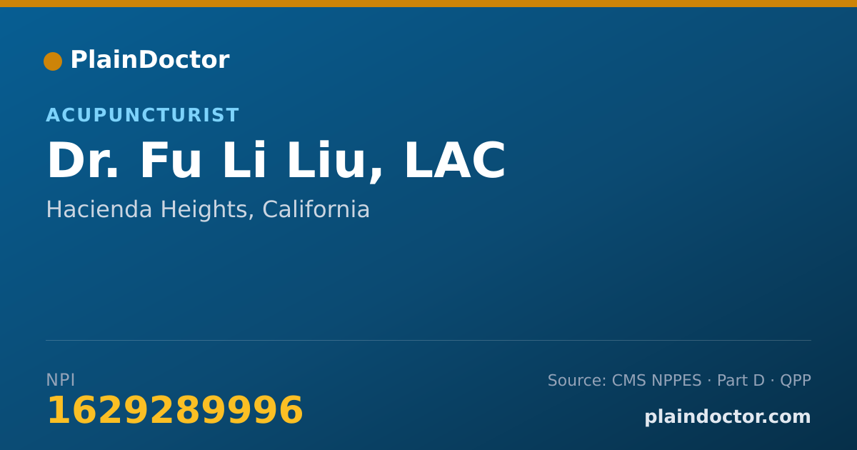 Shareable card for Fu Li Liu, LAC - Acupuncturist, Hacienda Heights, CA