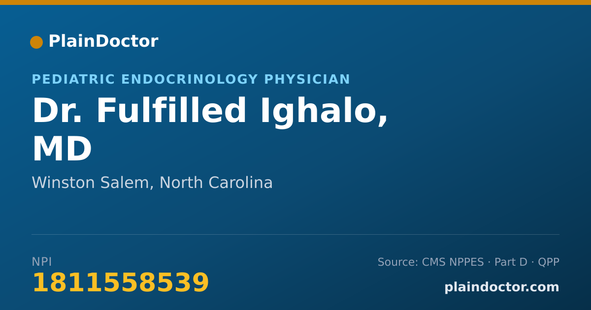 Shareable card for Fulfilled Ighalo, MD - Pediatric Endocrinology Physician, Winston Salem, NC