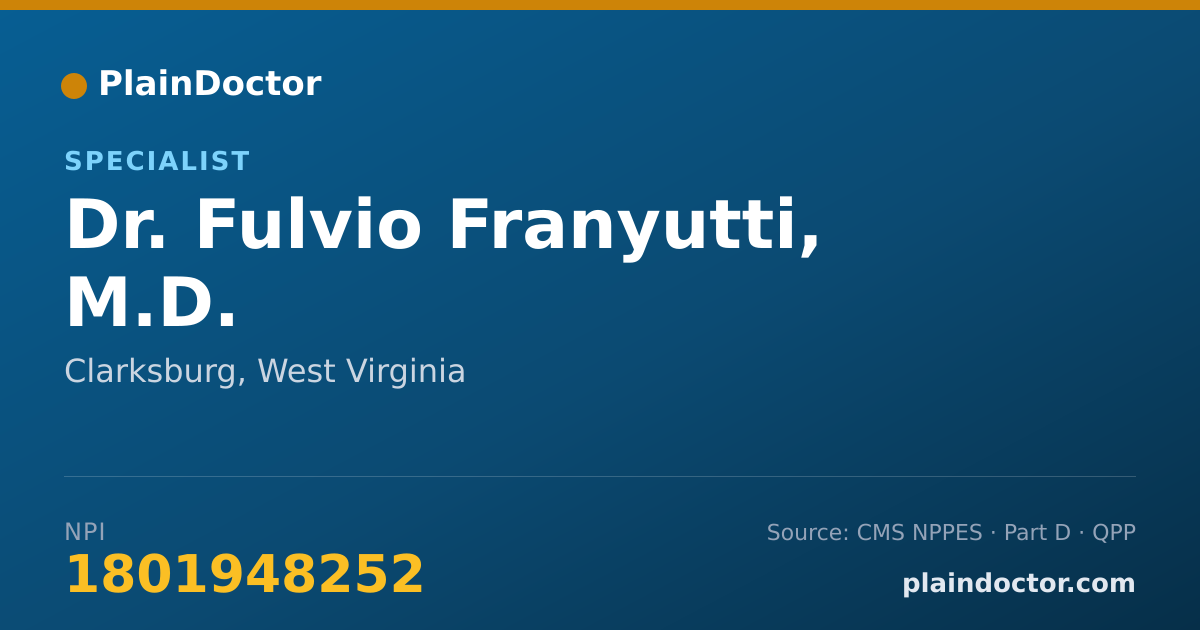 Shareable card for Fulvio Franyutti, M.D. - Specialist, Clarksburg, WV