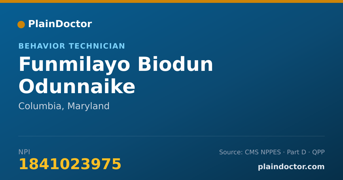 Shareable card for Funmilayo Biodun Odunnaike - Behavior Technician, Columbia, MD