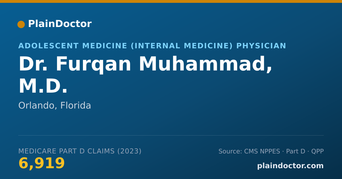 Shareable card for Furqan Muhammad, M.D. - Adolescent Medicine (Internal Medicine) Physician, Orlando, FL