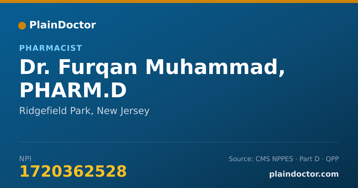 Shareable card for Furqan Muhammad, PHARM.D - Pharmacist, Ridgefield Park, NJ