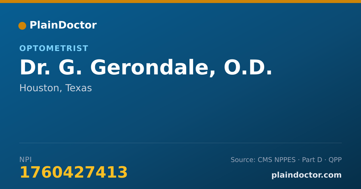 Shareable card for G. Gerondale, O.D. - Specialist, Houston, TX