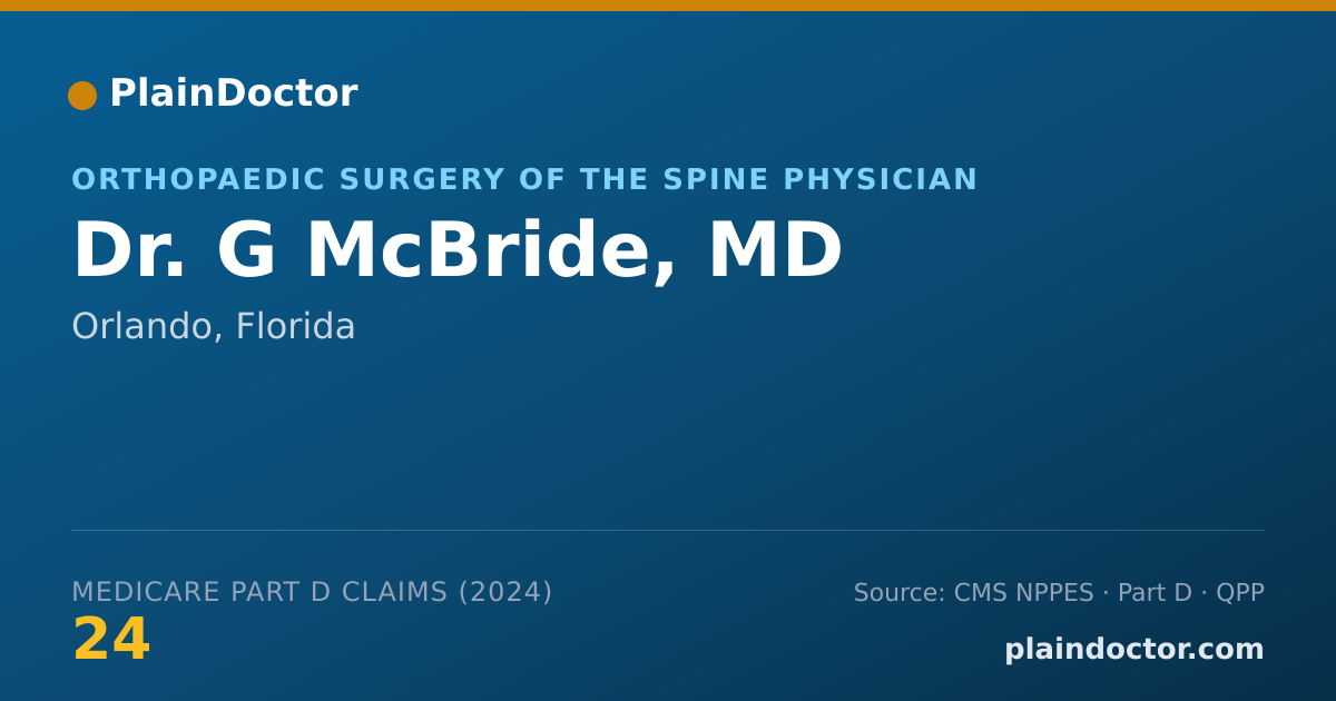 Shareable card for G McBride, MD - Orthopaedic Surgery of the Spine Physician, Orlando, FL