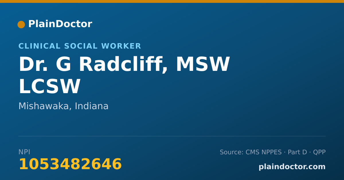 Shareable card for G Radcliff, MSW LCSW - Clinical Social Worker, Mishawaka, IN