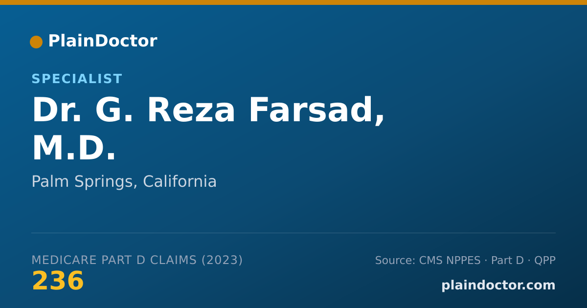 Shareable card for G. Reza Farsad, M.D. - Specialist, Palm Springs, CA