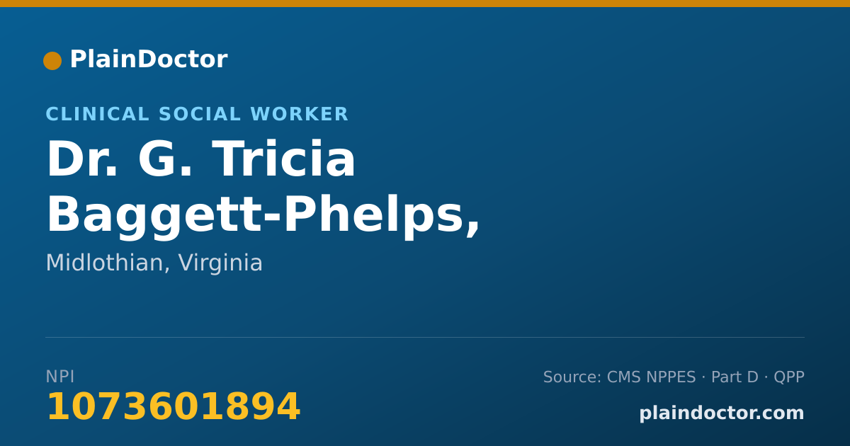 Shareable card for G. Tricia Baggett-Phelps, M.S.W., L.C.S.W. - Clinical Social Worker, Midlothian, VA