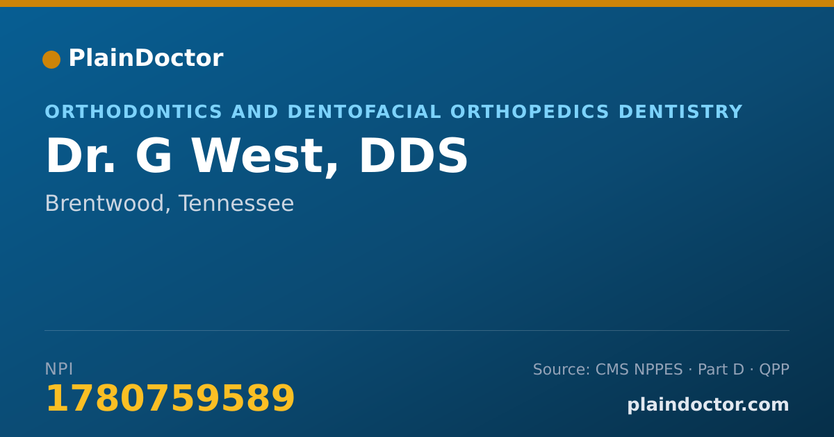 Shareable card for G West, DDS - Orthodontics and Dentofacial Orthopedics Dentistry, Brentwood, TN