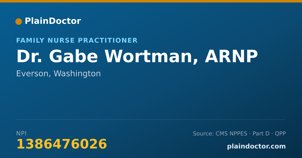 Shareable card for Gabe Wortman, ARNP - Family Nurse Practitioner, Everson, WA