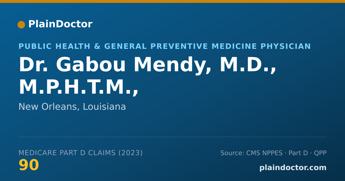 Shareable card for Gabou Mendy, M.D., M.P.H.T.M., - Public Health & General Preventive Medicine Physician, New Orleans, LA