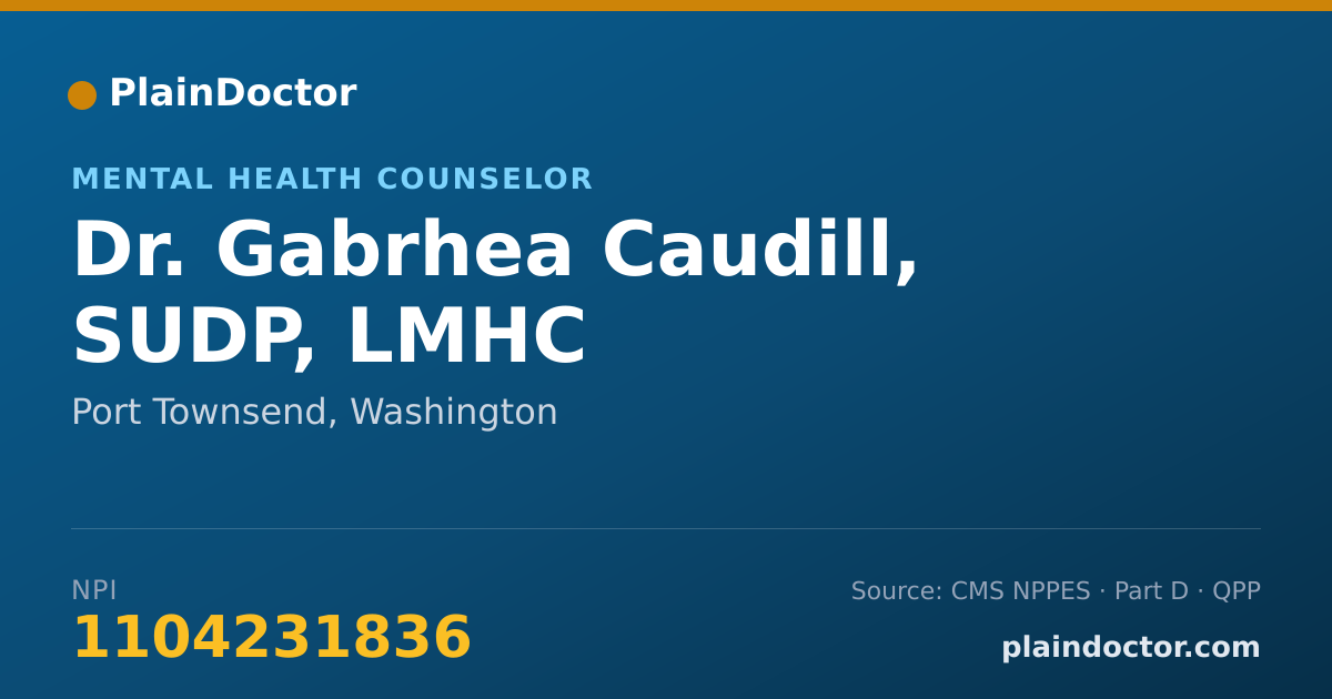 Shareable card for Gabrhea Caudill, SUDP, LMHC - Mental Health Counselor, Port Townsend, WA