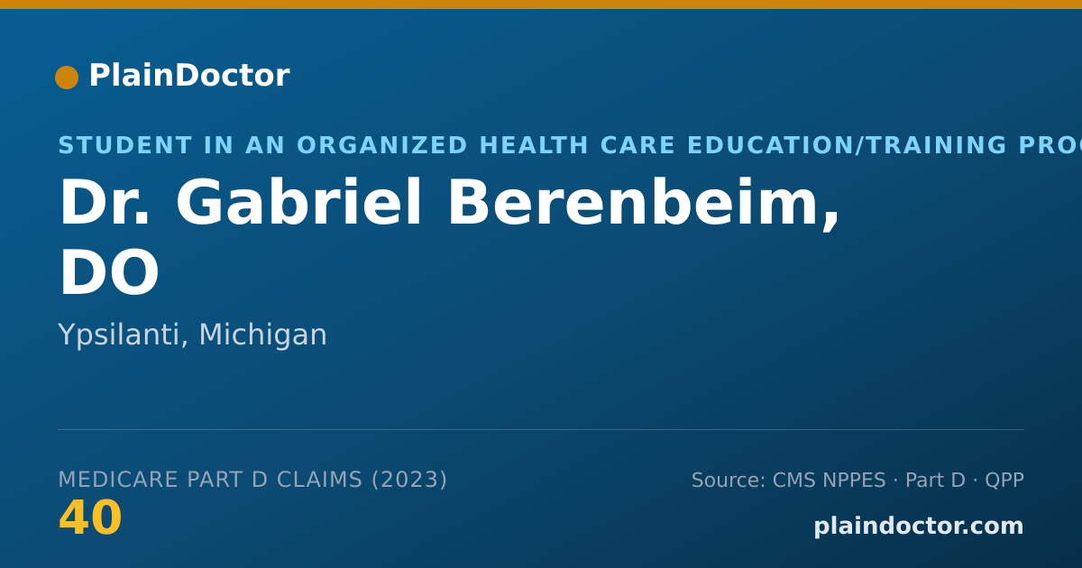 Shareable card for Gabriel Berenbeim, DO - Student in an Organized Health Care Education/Training Program, Ypsilanti, MI