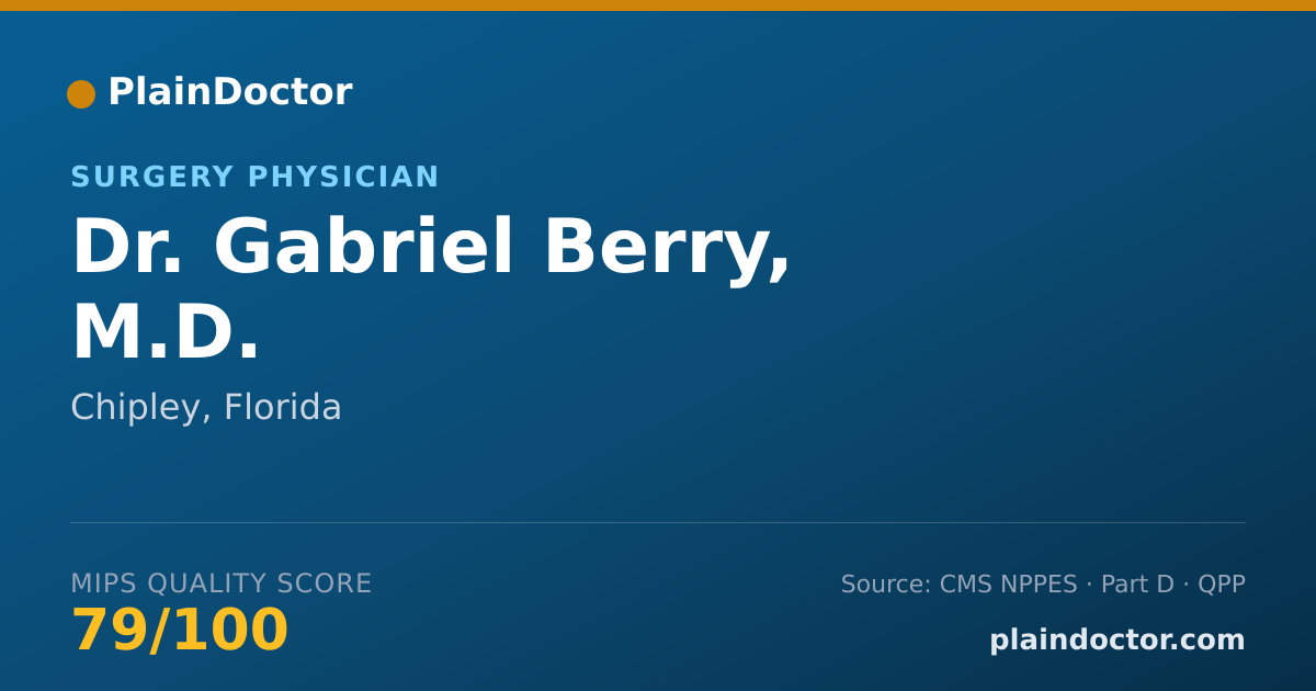 Shareable card for Gabriel Berry, M.D. - Surgery Physician, Chipley, FL