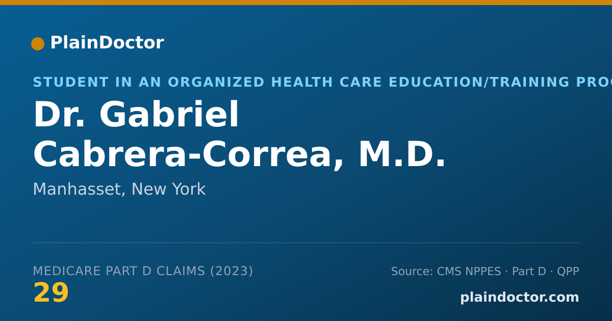 Shareable card for Gabriel Cabrera-Correa, M.D. - Student in an Organized Health Care Education/Training Program, Manhasset, NY