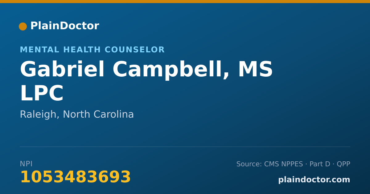 Shareable card for Gabriel Campbell, MS LPC - Mental Health Counselor, Raleigh, NC