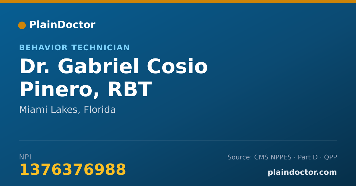 Shareable card for Gabriel Cosio Pinero, RBT - Behavior Technician, Miami Lakes, FL