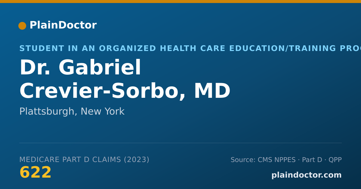 Shareable card for Gabriel Crevier-Sorbo, MD - Student in an Organized Health Care Education/Training Program, Plattsburgh, NY